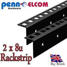 2 x 8U Rack Strip Servers Rack Rails with Square Holes 2mm Thick ( Pair)