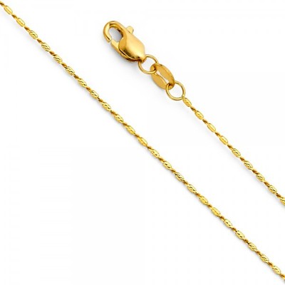 14K Yellow White Gold 0.8 mm Round Snail Tube Diamond Cut Pendant Chain 16-22/"