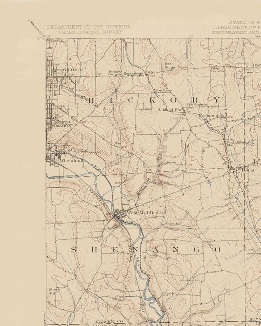 Topo Map Neshannock Pennsylvania Quad USGS 1907 23.00 x 28.72 eBay