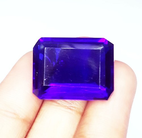 23.86 Ct Loose Gemstone Dark Blue Topaz Emerald Shape AAA+ Transparent Topaz Gem - Picture 9 of 10