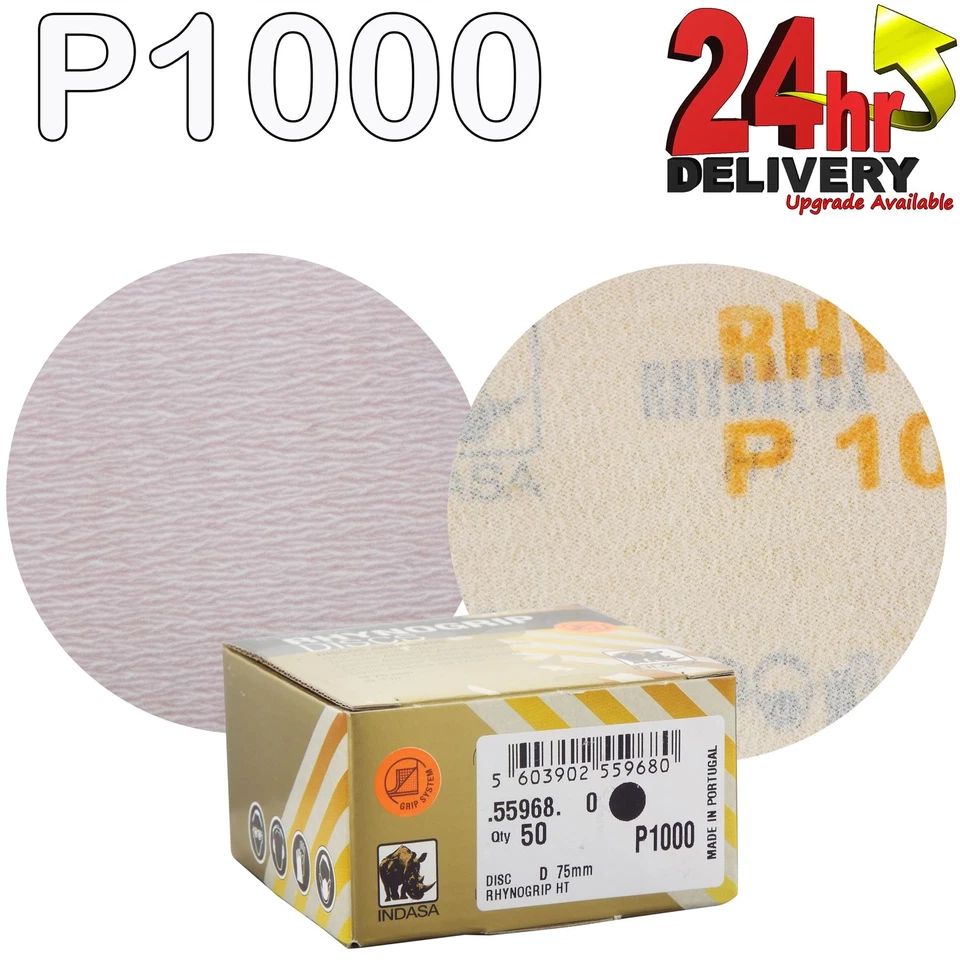 Indasa Rhynogrip HT Line 75mm 3" Sanding Discs P1000 Box of 50 Grip System