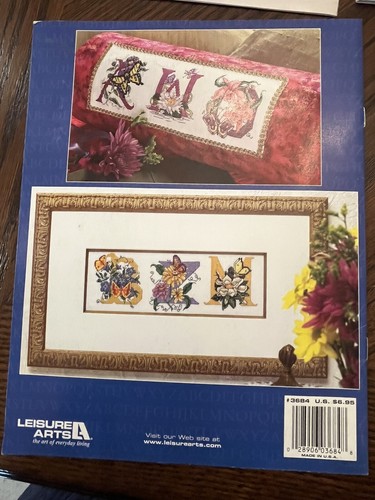 Lot of 4 Counted Cross Stitch Alphabet Patterns Plain Fancy Floral Butterfly…. - Picture 15 of 21
