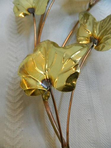 Vintage Home Interiors Ivy Leaf Branch Brass Gold Toned Metal Wall Decor 2 Piece - Picture 10 of 10