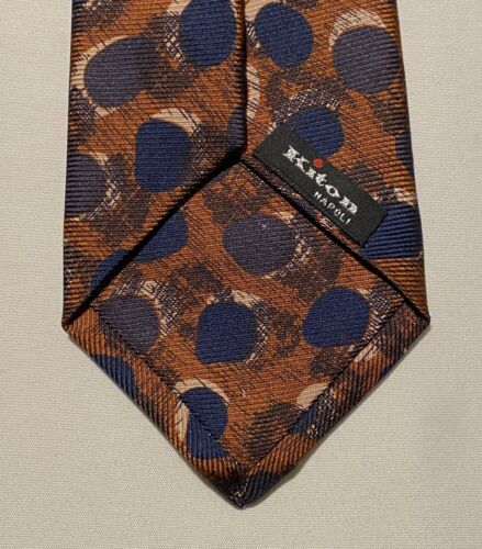NWT Kiton 7-Fold Rust Mult Blots Men's Necktie 100% Silk Made In Italy - Picture 5 of 14