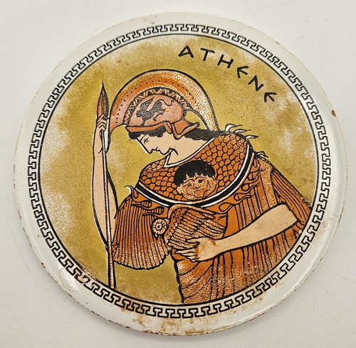 6 Pc Vintage Greek Themed Ceramic Coasters w/Plastic Holder (Has Damage) - Picture 4 of 21