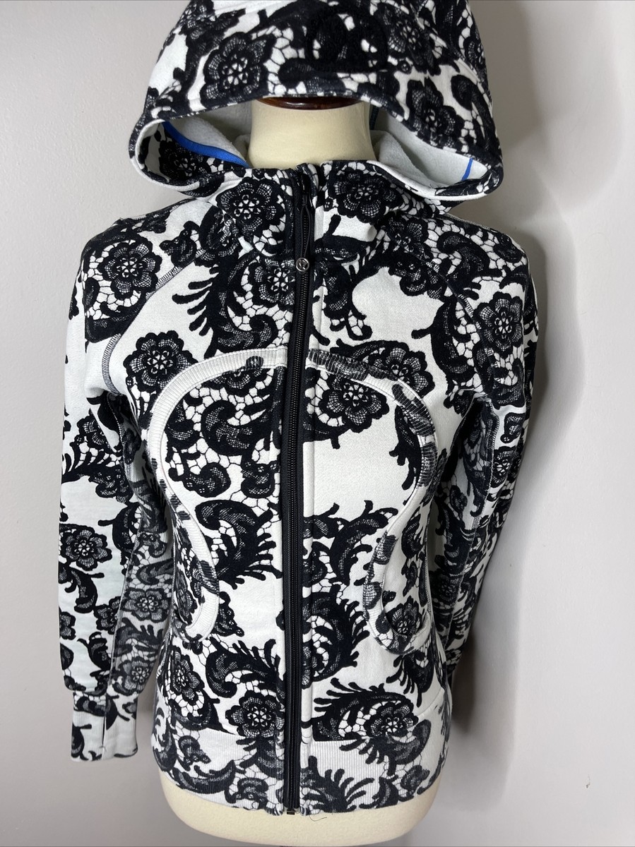 Lululemon Scuba Hoodie Laceoflage Polar Cream Black Size 4