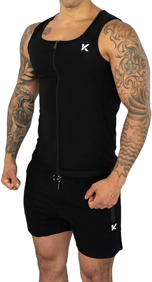 Men'S Heat Trapping Zipper Sweat Enhancing Vest Sauna Suit Shirt
