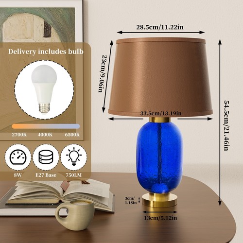 Vintage Nightstand Lamps Bedrooms & Living Room Bedside Reading Light Glass Base - Picture 10 of 18