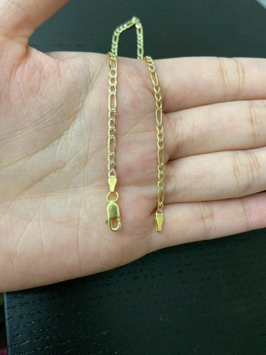 Men Diamond Cut 2mm 3mm 4m Figaro Chain 14k Gold Solid 925 Silver Two Tone ITALY - Bild 5 von 22