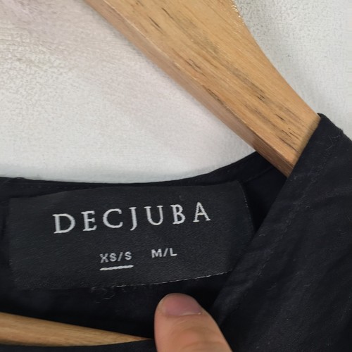 Decjuba womens blouse top size XS/S black short sleeve cotton 101545 - Picture 4 of 10