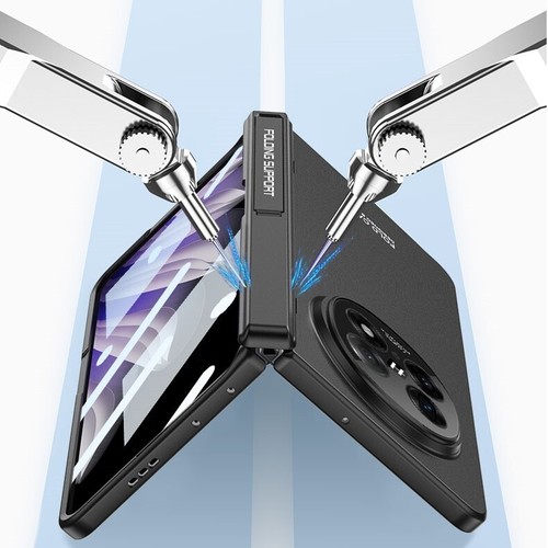 Magnetic Hinge Protect Full body Hard Stand case+Glass Film For Oppo Find N5 5G - Picture 6 of 21