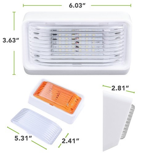 12 Volt White Exterior Motion RV LED Porch Light, RV Security Motion Porch 300LM - Bild 2 von 12