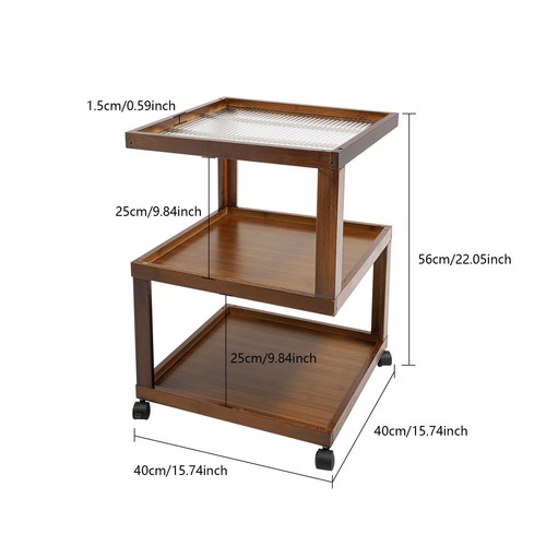 End Table 3-Tier Wood Nightstand End Table for Small Spaces with Open Storage - Picture 2 of 19