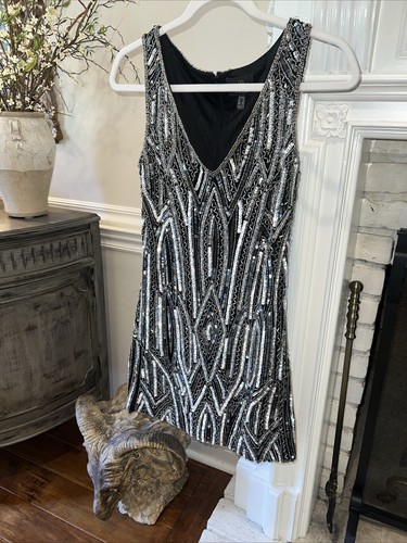 Adrianna Papell Beaded Dress Sz 0 Stunning Heavy Weight Crystal Chandelier Like - Picture 12 of 17