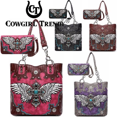 Cross Wings Western Totes Purses Country Handbags Women Shoulder Bags Wallet Set Ebay