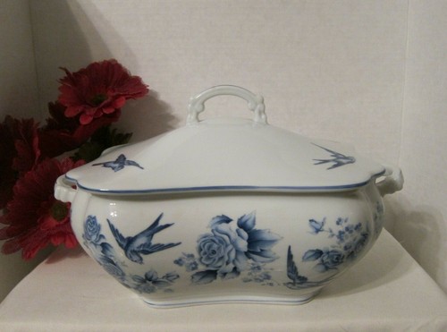 Plato de verduras rectangular cubierto AZUL DAMASCO por GEAR ARITA Bluebirds Flowers - Imagen 1 de 3