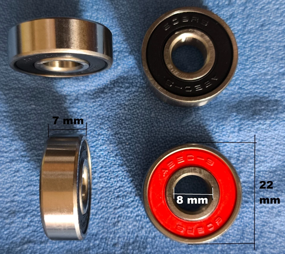 100 Rodamientos 608 RS, ABEC 9, patines, skate, scooters, 100 unidades - Imagen 3 de 4