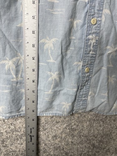 H & M Logg Palm Tree Men's Shirt Print Short Sleeves Blue White XL - Picture 3 of 7