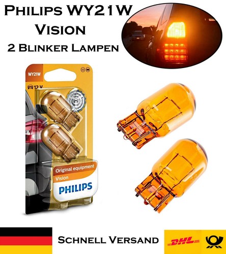 2x Philips Vision WY21W 12V 12071B2 Orange Blinkleuchte Ersatz Halogen Birne - Bild 1 von 3