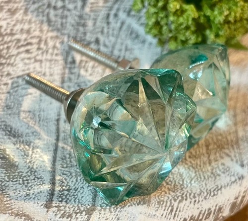Set Of 4 Depression Glass Cabinet Knobs Antique Coke Bottle Green Vintage - Picture 2 of 20