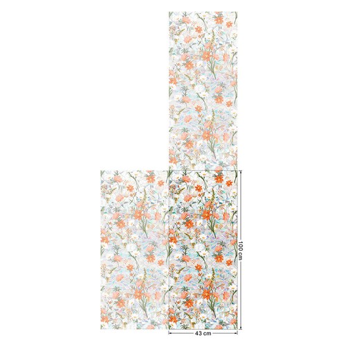 39x17in Flowers Window Film Privacy Static Cling Glass Decal, Non-Adhesive Color - Picture 2 of 9