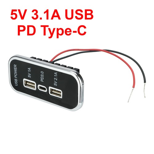 Cargador de Coche Doble USB PD Tipo-C Adaptador Enchufe de Alimentación Carga Rápida Montaje en Panel - Imagen 2 de 11