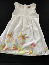 Catimini EUC/NWOT White/Orange/Yellow Birds Of Paradise Cotton Sun Dress-8yrs