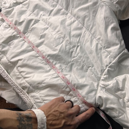 New York & Company Womens Hooded Puffer Jacket Size M White Belt Winter Quilted - Picture 9 of 10