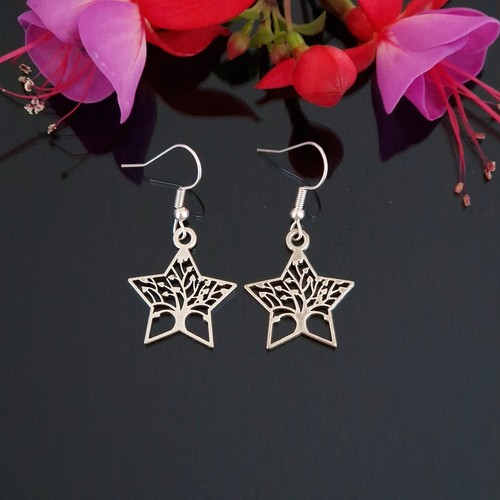 Dangle Drop Earrings Wicca Pagan Boho Symbol Goth Love Xmas Silver Plated Hooks - Picture 72 of 86