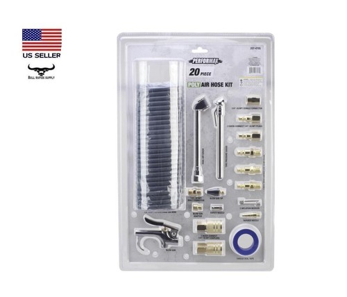 Air Compressor Accessory Tool 20 Piece Kit with 1/4" x 25' Recoil Poly Air Hose - Picture 3 of 6