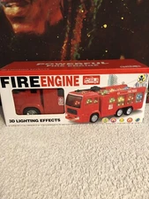 Electric Fire Engine Truck Toy 3D LED Lighting and Sounds NIB 3+