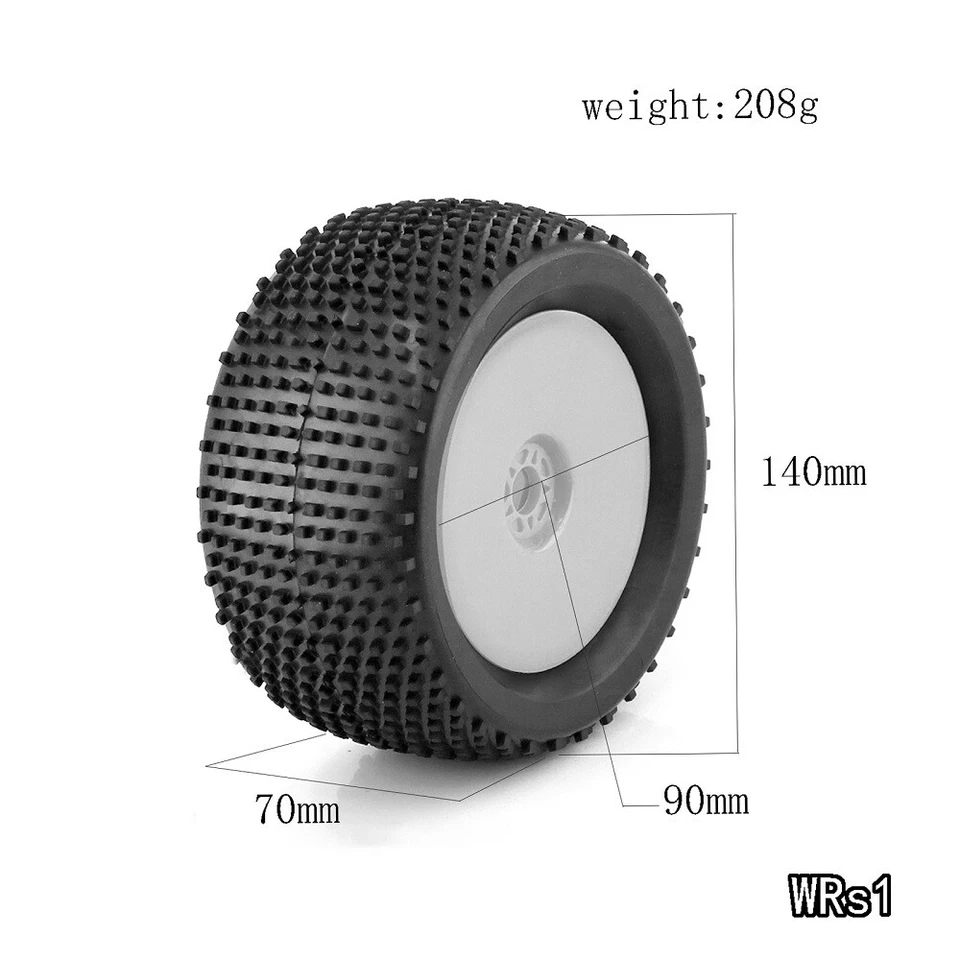 4PCS 1/8 Buggy Tires & Wheel Rims 17mm Hex for ARRMA Redcat Team Losi Kyosho VRX - Image 3 of 4