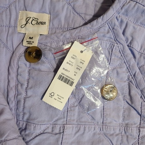 J. Crew Quilted Patchwork Jacket Sz Medium Periwinkle Blue Purple Classic Chic - Picture 7 of 11