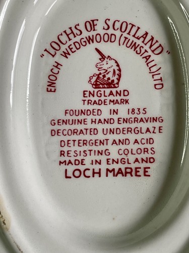 Pair of Vintage Enoch Wedgwood Gravy Boats – Lochs of Scotland Red Toile - Picture 6 of 12