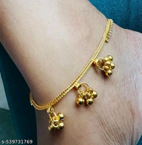 Tobilleras doradas Ghungroo tobillera india Bollywood joyería tobillera afgana para ella - Imagen 3 de 4