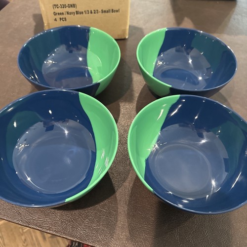 Thomas Fuchs 1/3  & 2/3 Melamine Bowl Set Of 12 green and navy BRAND NEW - Picture 1 of 6