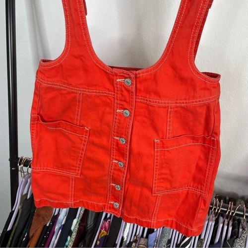 Forever 21 Los Angeles Mod 60s Style Orange Denim Jumper - 第 10/10 張圖片