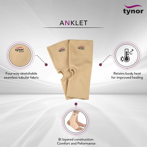 Tynor Anklet For Uniform Compression Gives Support And Pain Relief Pack of 2 - Picture 3 of 4