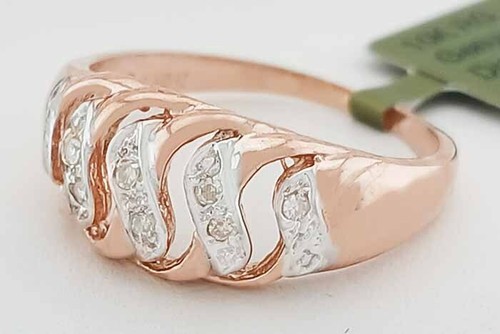 GENUINE DIAMOND DOME STYLE RING 10K ROSE GOLD - Free Certificate Appraisal - Picture 5 of 7
