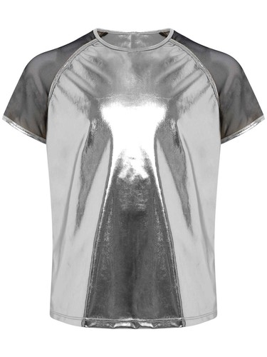 Kids Boys Girls Shiny Metallic T-shirts Hip Hop Jazz Dance Top Stage Performance - Picture 20 of 75