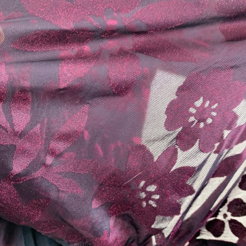 Taylor Burgundy Black Floral Burnout Velvet long sleeve Mini Dress Women size 1o - Picture 16 of 24