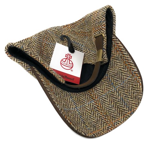Harris Tweed Golf or Baseball Cap in Brown Herringbone Unisex - Picture 2 of 6