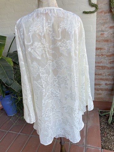 Victoria’s Secret Sz S Cream Satin Jacquard Nightie Peignoir Robe Lingerie Set - Picture 5 of 6