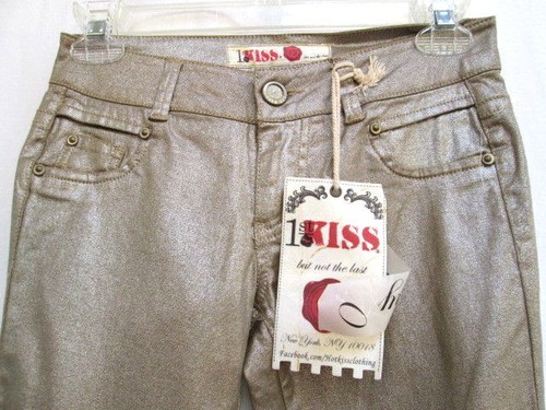 HOT FIRST KISS...SHINY BROWN...STRETCH...SKINNY...JEANS...NEW...sz JR 0 - Picture 3 of 5