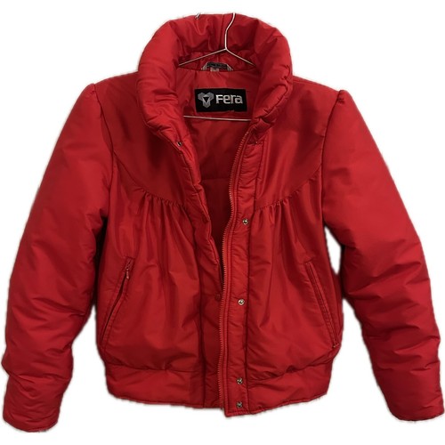 VTG Fera Sz 10 Kids Snow Puffer Coat Red Zip Up Hood Ski Jacket - Picture 1 of 6
