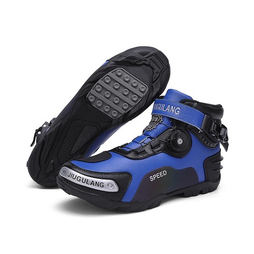 Professional Men's High Top Motorcycle Shoes Leather Waterproof Racing Shoes - Picture 14 of 16