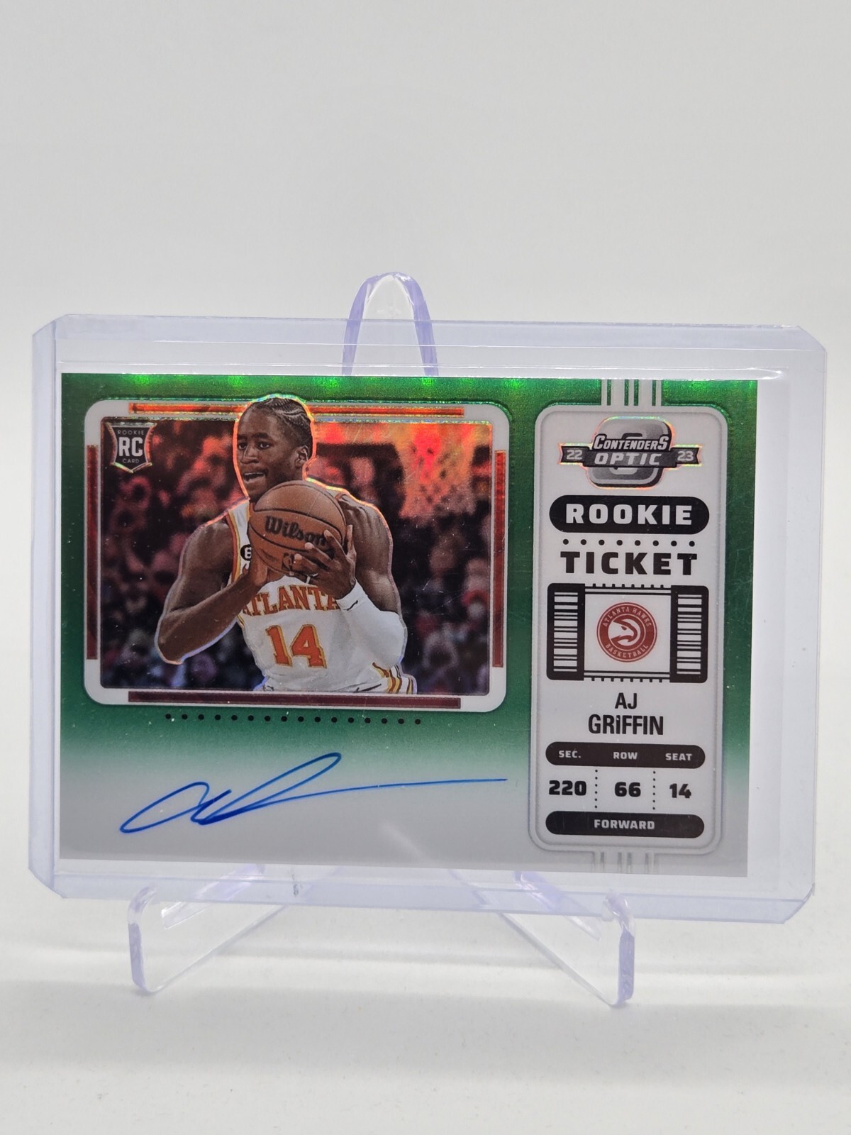 2022-23 Contenders Optic Rookie Ticket Variations Green /75 AJ Griffin RC AUTO