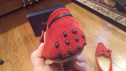 New Fieramosca & Co ITALY red Leather Suede Spiked SlipOn Shoe w/ flower 5.5 - Picture 9 of 9