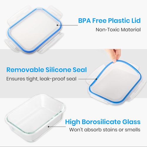 Stelive 10 PCs Glass Food Containers, Airtight Glass Meal Prep Containers - Picture 5 of 12