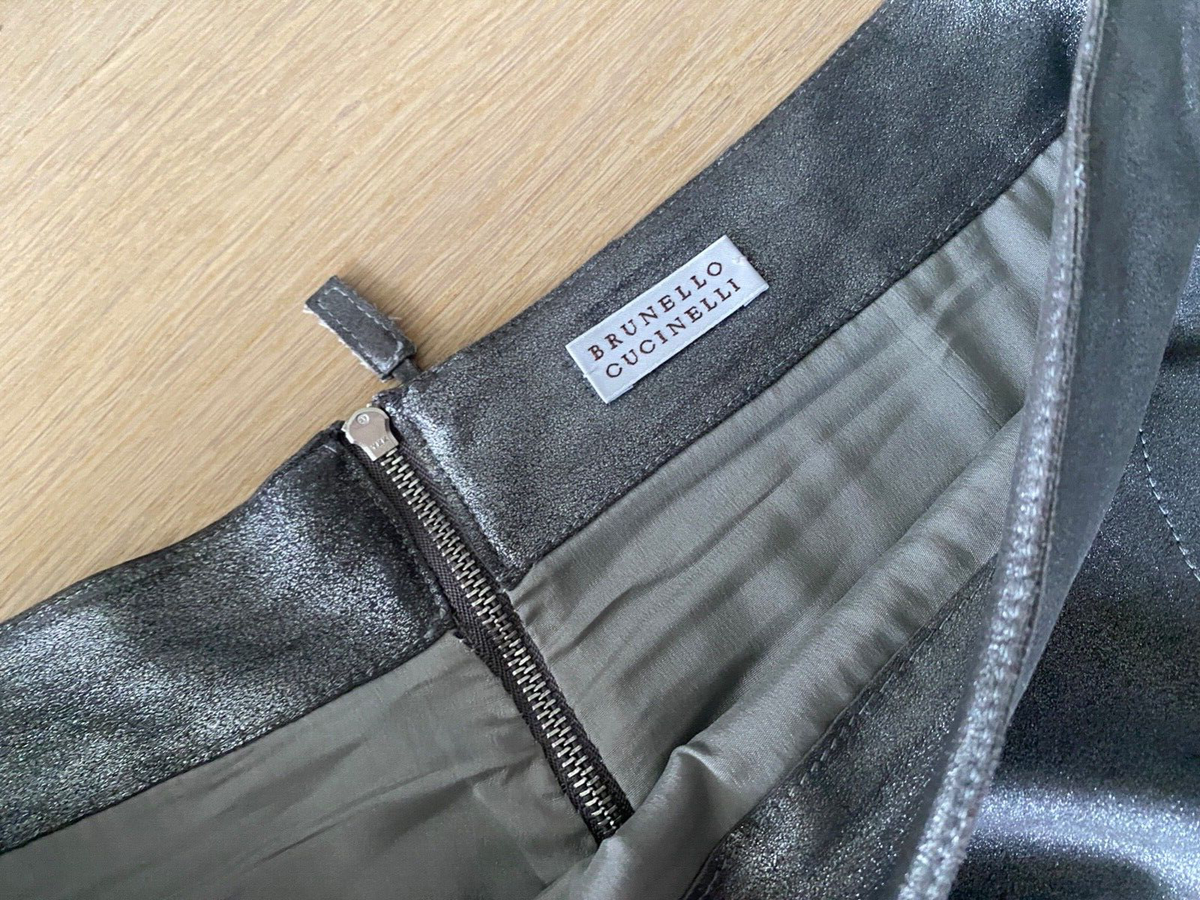 BRUNELLO CUCINELLI Silver Metallic Mini Leather A shape